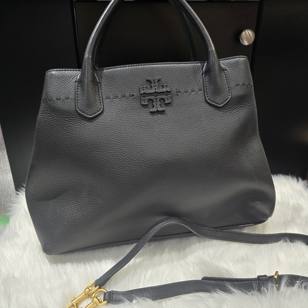 Tory Burch Black Satchel with Gold Accents